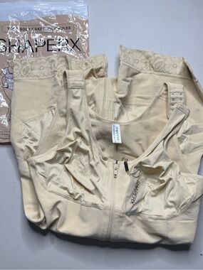 SHAPERX Shapewear Leotard Bodysuit Womens Size 2XL Beige